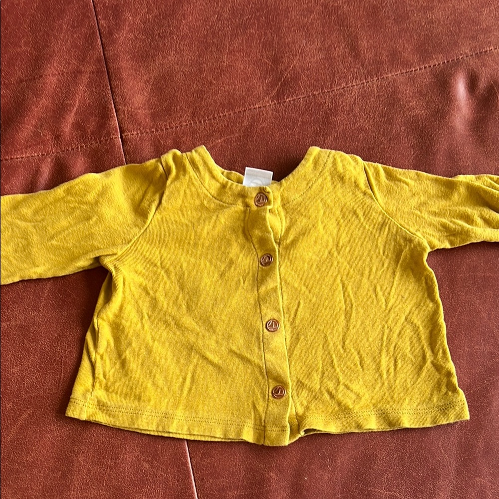 Petit Bateau Yellow Button-Up Shirt/Cardigan
